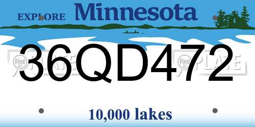 36QD472 Minnesota License Plate
