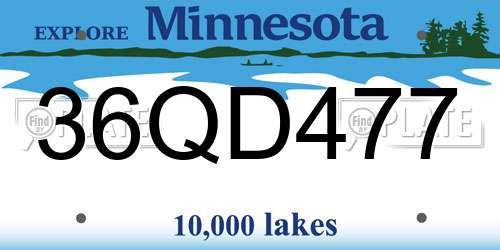 36QD477 Minnesota License Plate
