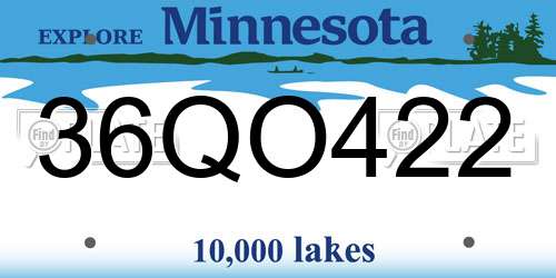 36QO422 Minnesota License Plate