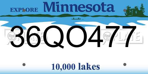 36QO477 Minnesota License Plate