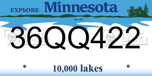 36QQ422 Minnesota License Plate