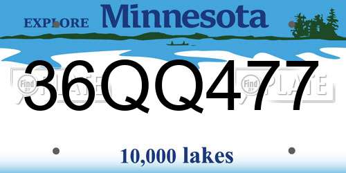36QQ477 Minnesota License Plate