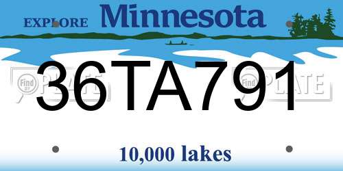 36TA791 Minnesota License Plate