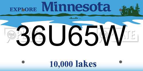 36U65W Minnesota License Plate
