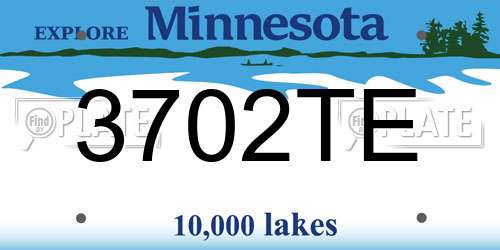 3702TE Minnesota License Plate