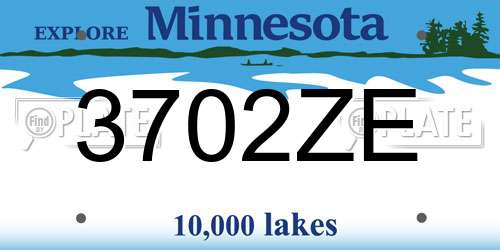 3702ZE Minnesota License Plate