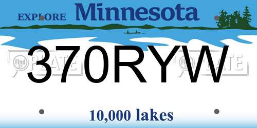 370RYW Minnesota License Plate