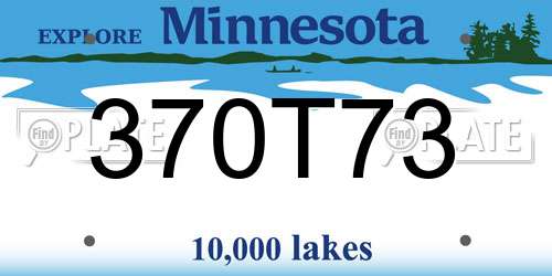 370T73 Minnesota License Plate