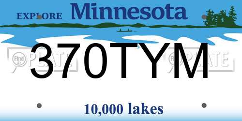 370TYM Minnesota License Plate