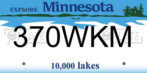 370WKM Minnesota License Plate
