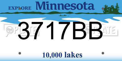 3717BB Minnesota License Plate