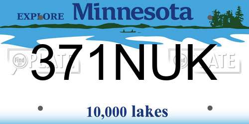 371NUK Minnesota License Plate