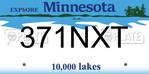 371NXT Minnesota License Plate