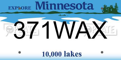371WAX Minnesota License Plate