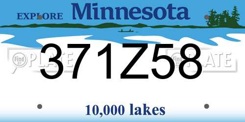 371Z58 Minnesota License Plate