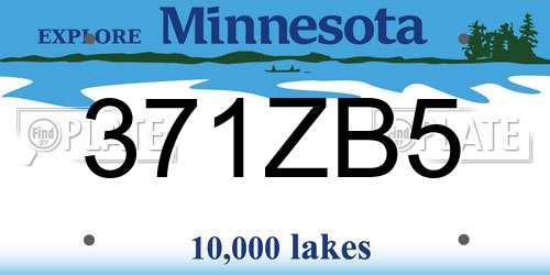 371ZB5 Minnesota License Plate