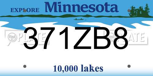 371ZB8 Minnesota License Plate