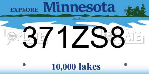 371ZS8 Minnesota License Plate
