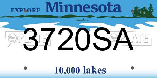 3720SA Minnesota License Plate