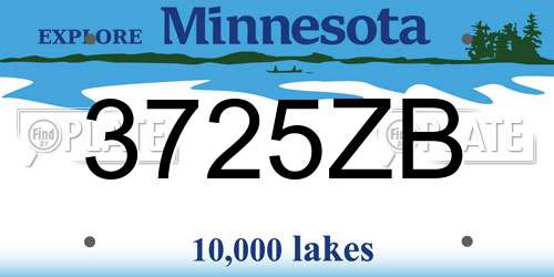 3725ZB Minnesota License Plate