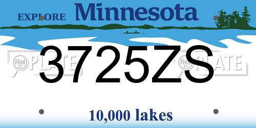 3725ZS Minnesota License Plate