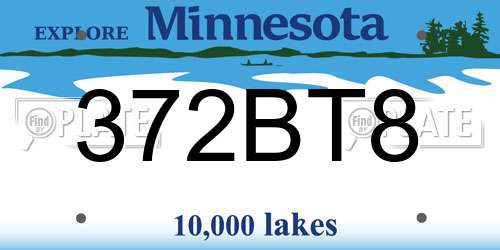 372BT8 Minnesota License Plate
