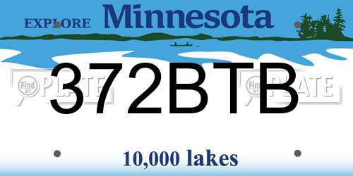 372BTB Minnesota License Plate