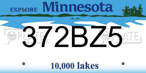 372BZ5 Minnesota License Plate
