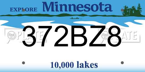 372BZ8 Minnesota License Plate