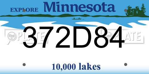 372D84 Minnesota License Plate