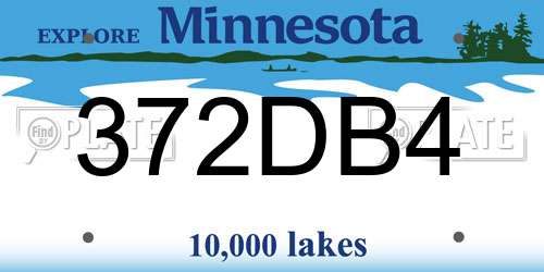 372DB4 Minnesota License Plate