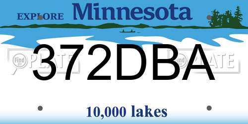 372DBA Minnesota License Plate