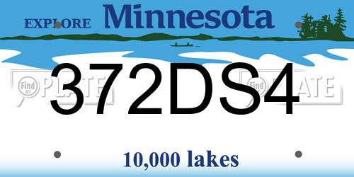 372DS4 Minnesota License Plate