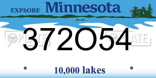 372O54 Minnesota License Plate