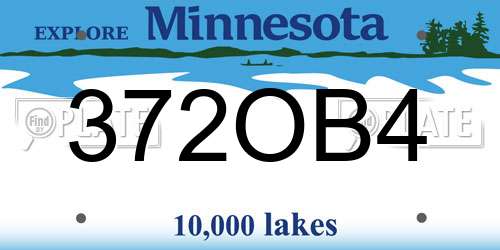 372OB4 Minnesota License Plate