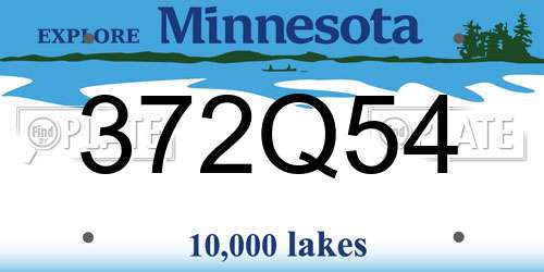 372Q54 Minnesota License Plate