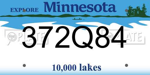 372Q84 Minnesota License Plate