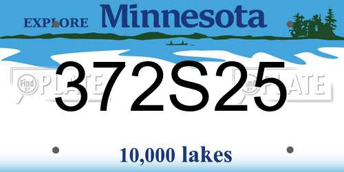 372S25 Minnesota License Plate