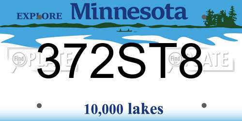 372ST8 Minnesota License Plate