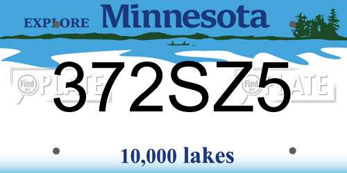 372SZ5 Minnesota License Plate