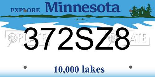 372SZ8 Minnesota License Plate