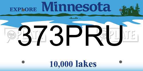 373PRU Minnesota License Plate