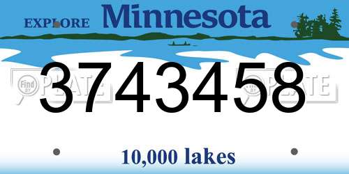 3743458 Minnesota License Plate