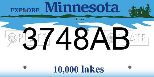3748AB Minnesota License Plate