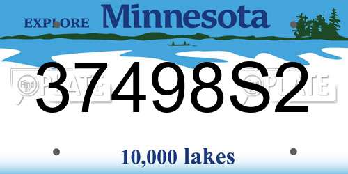37498S2 Minnesota License Plate