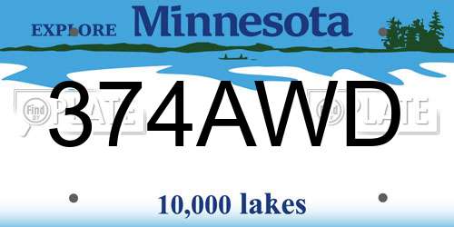 374AWD Minnesota License Plate