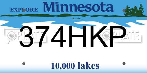 374HKP Minnesota License Plate