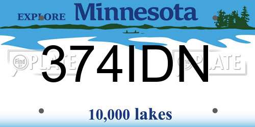 374IDN Minnesota License Plate