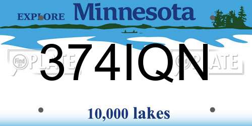 374IQN Minnesota License Plate