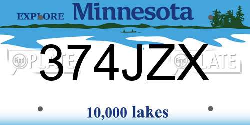 374JZX Minnesota License Plate